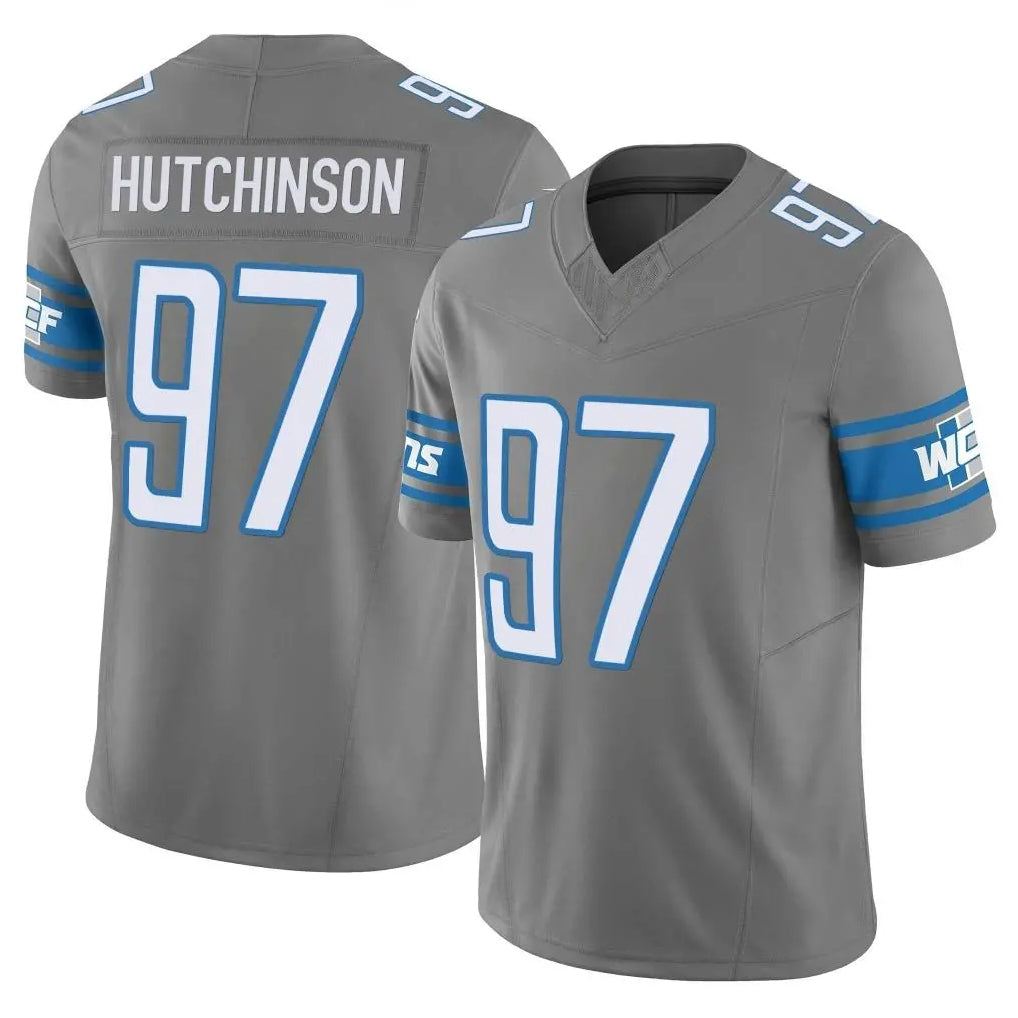 Tlead D.Lions #97 Aidan Hutchinson Player Gray Vapor F.U.S.E. Limited Home Game Stitched Jerseys