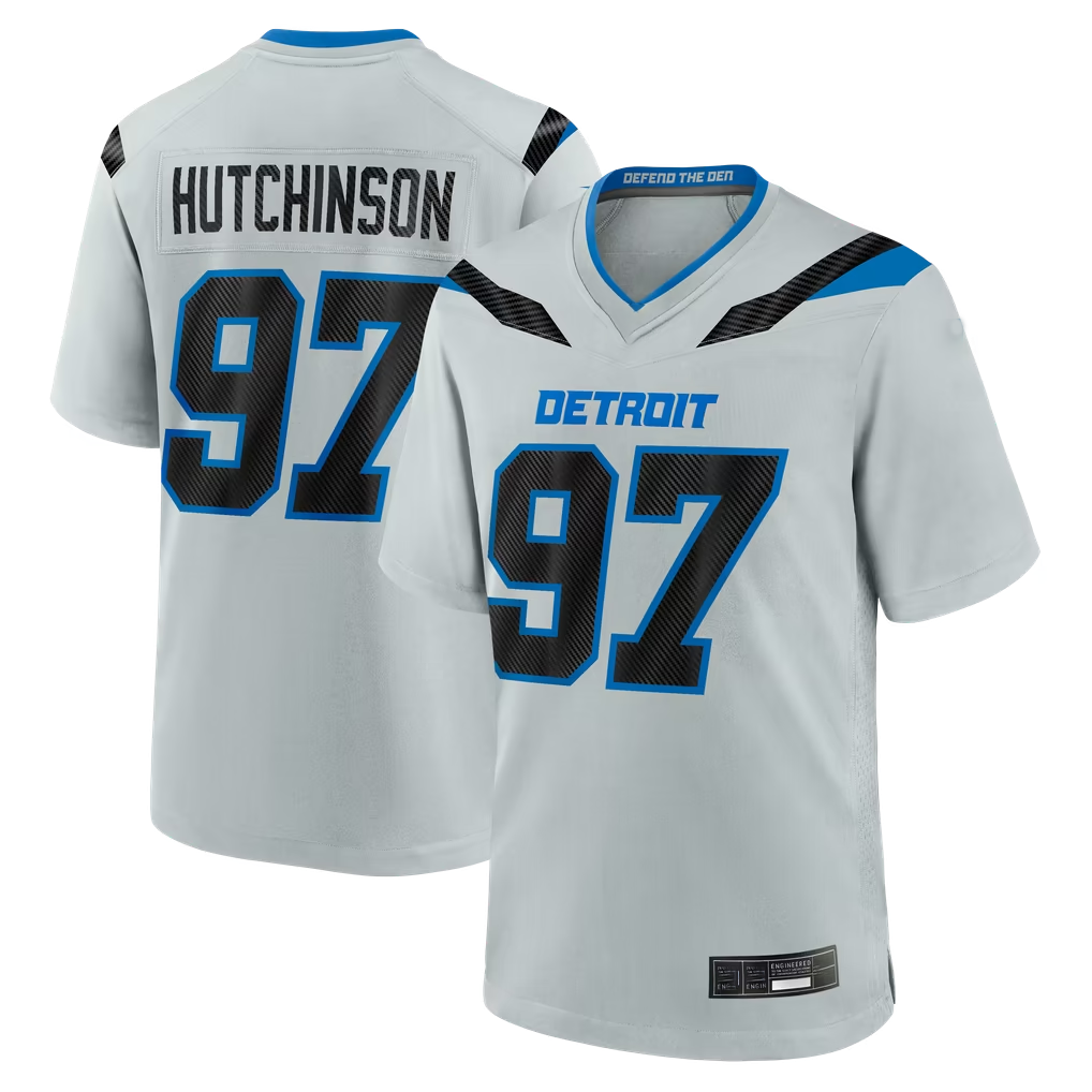 Tlead D.Lions #97 Aidan Hutchinson Silver 2026 Rivalries Collection Game Stitched Jerseys