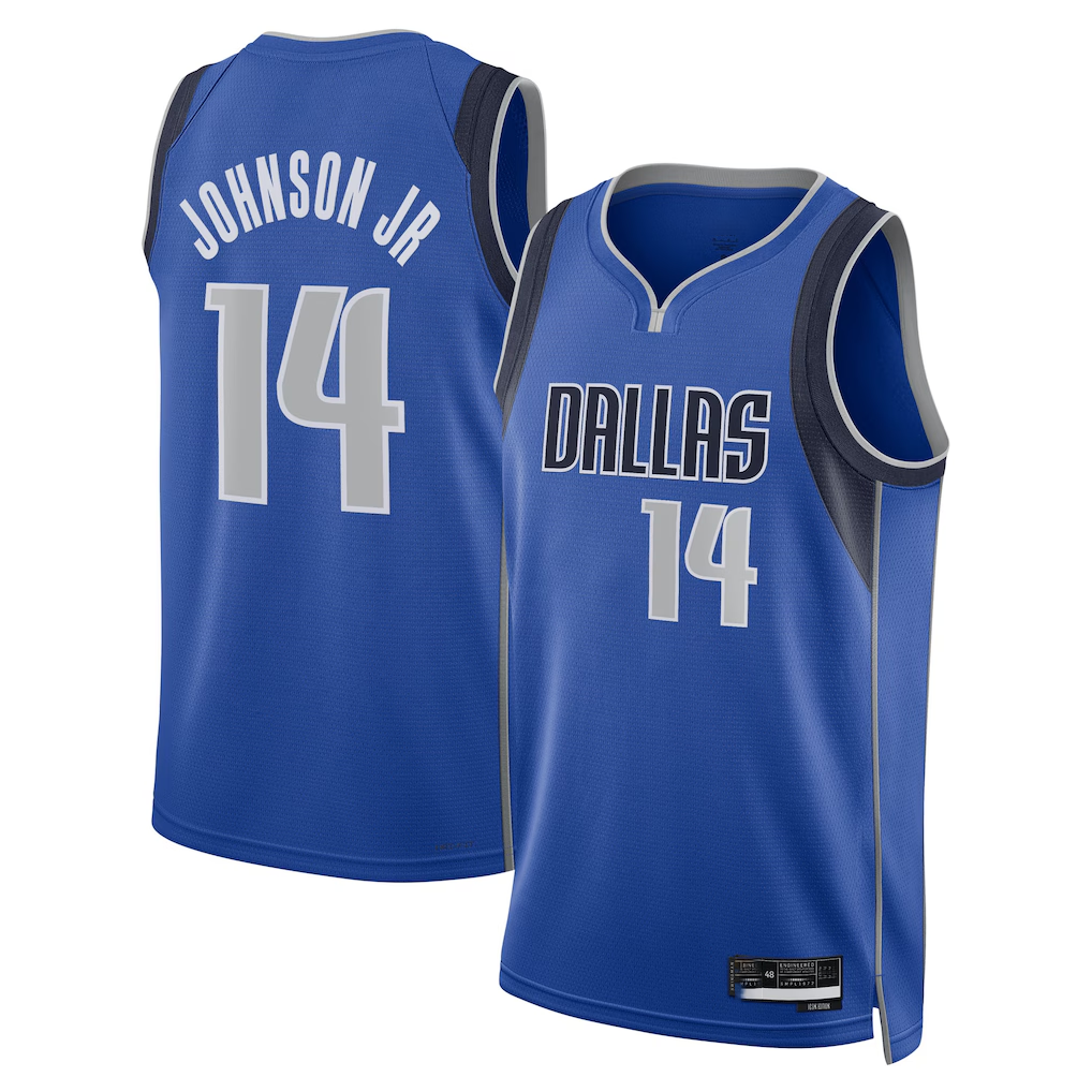 Tlead D.Mavericks #14 Morez Johnson Jr. Blue Icon Swingman Stitched Jerseys