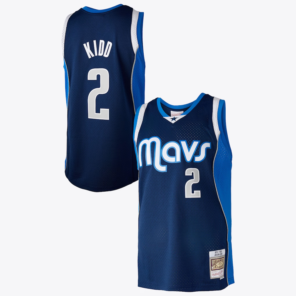 Tlead D.Mavericks #2 Jason Kidd Blue Mitchell & Ness 2011 Swingman Authentic Stitched Jerseys