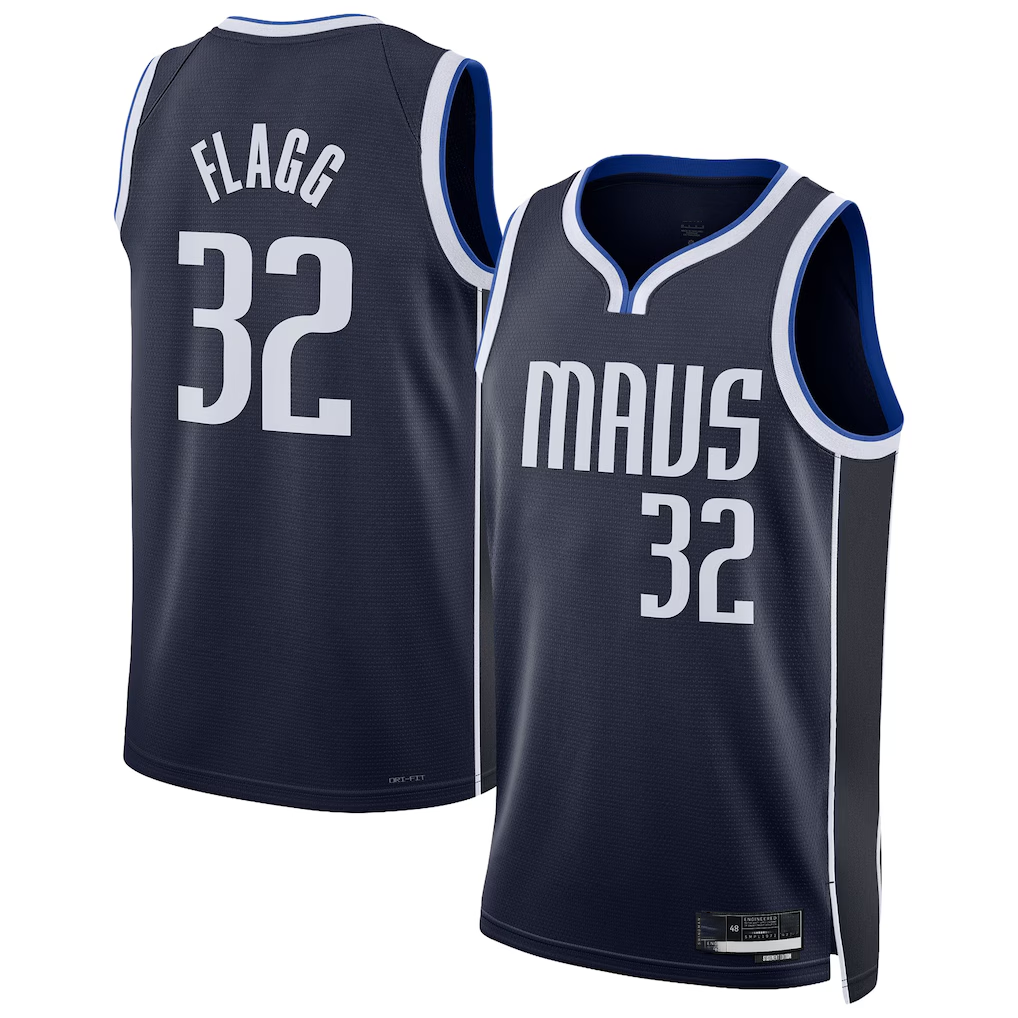 Tlead D.Mavericks #32 Cooper Flagg  Navy Swingman Jerseys - Statement Edition