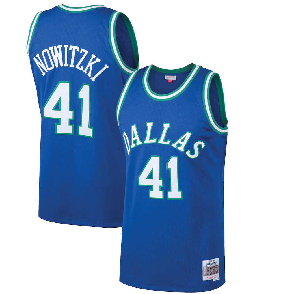 Tlead D.Mavericks #41 Dirk Nowitzki Mitchell & Ness Blue 199899 Hardwood Classics Swingman Jerseys