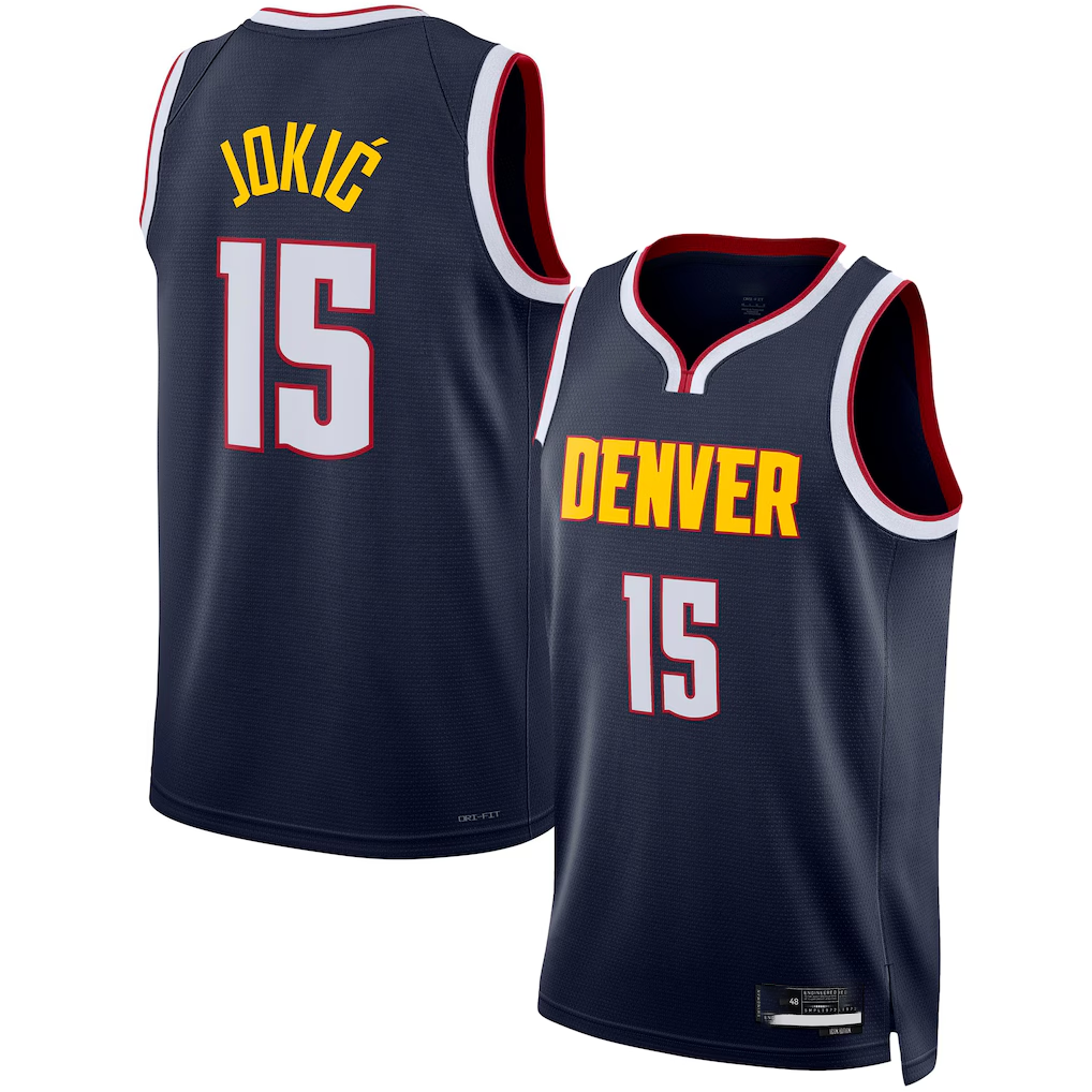 Tlead D.Nuggets #15 Nikola Jokic Navy Swingman Jerseys - Icon Edition