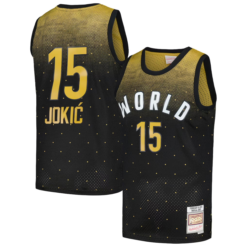Tlead D.Nuggets #15 Nikola Jokic Rising Stars Challenge Mitchell & Ness Black Hardwood Classics Swingman Jerseys