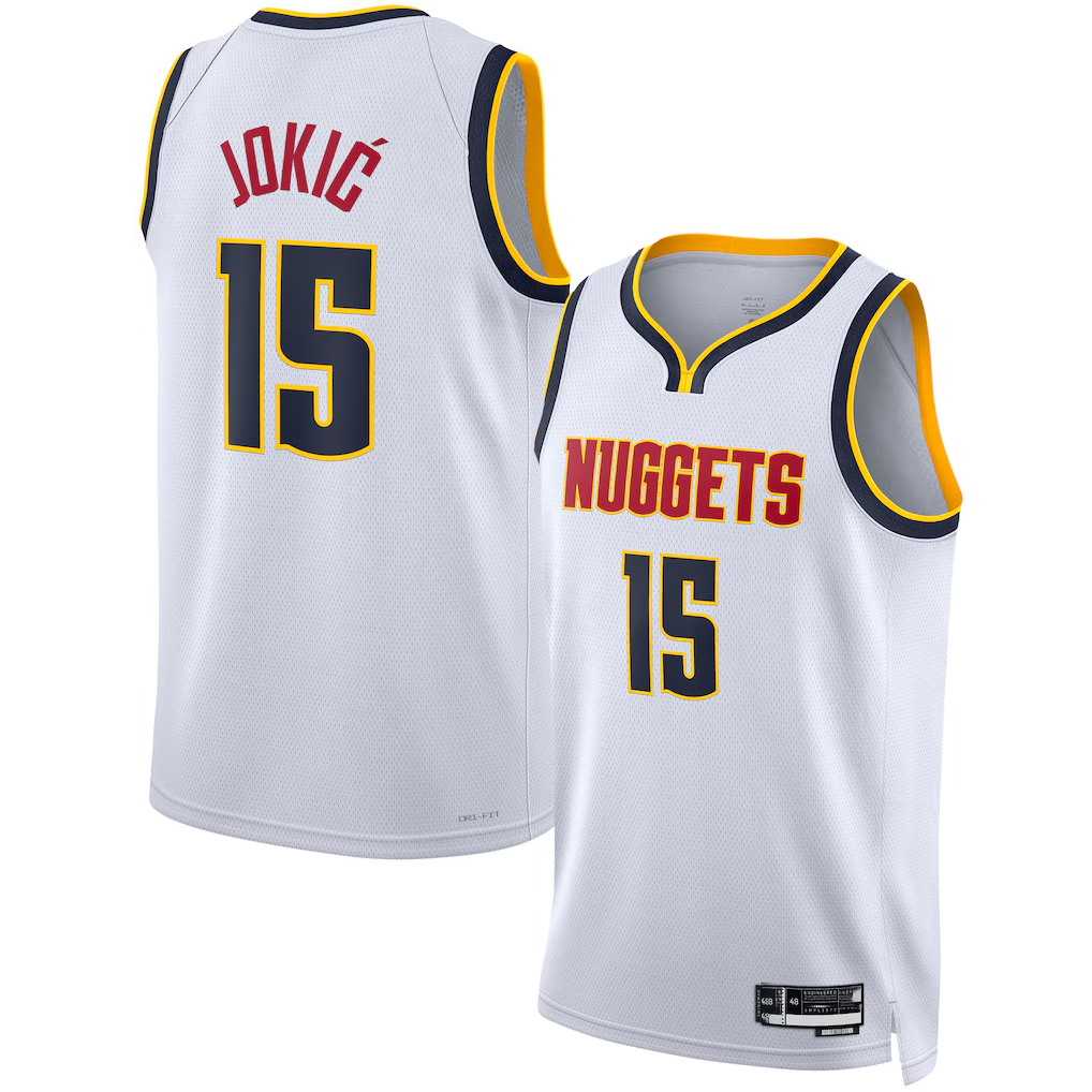 Tlead D.Nuggets #15 Nikola Jokic White Swingman Jerseys - Association Edition
