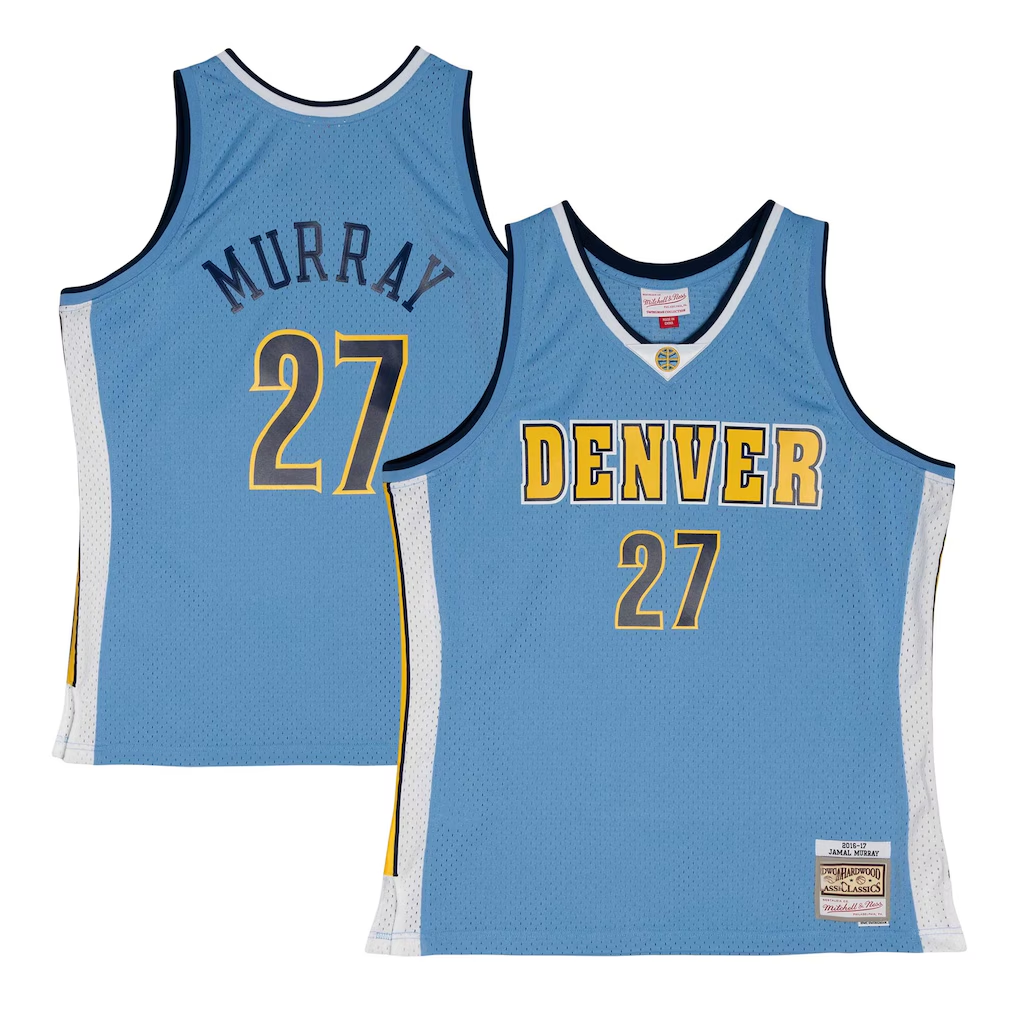 Tlead D.Nuggets #27 Jamal Murray Mitchell & Ness Powder Blue 2016-17 Throwback Swingman Jerseys