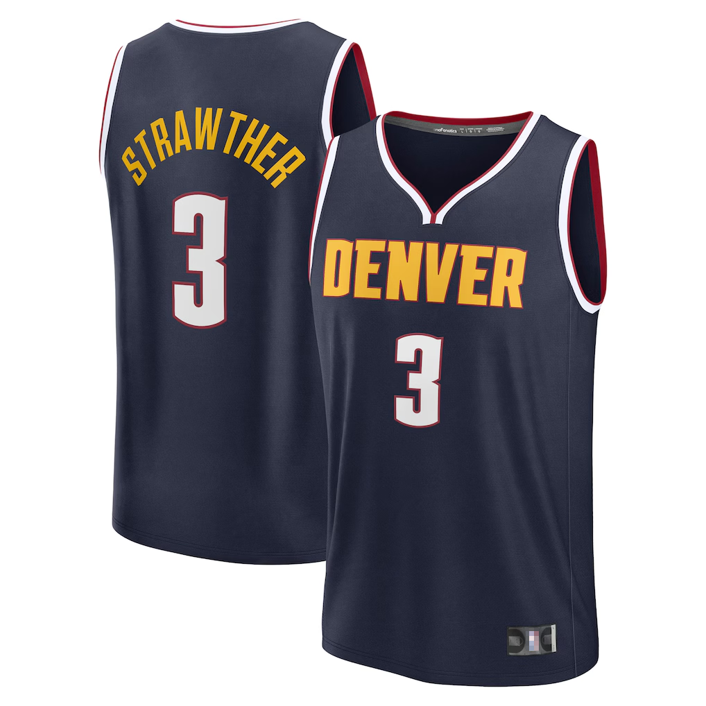 Tlead D.Nuggets #3 Julian Strawther Navy Fast Break Replica Player Jerseys - Icon Edition