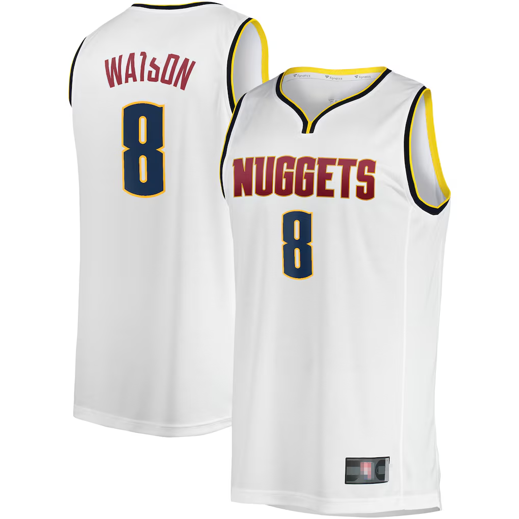 Tlead D.Nuggets #8 Peyton Watson White Fast Break Player Jerseys - Association Edition