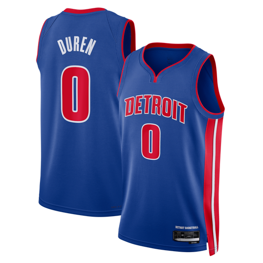 Tlead D.Pistons #0 Jalen Duren Blue Swingman Jerseys - Icon Edition