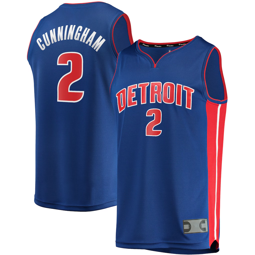 Tlead D.Pistons #2 Cade Cunningham  Blue Fast Break Replica Jerseys - Icon Edition