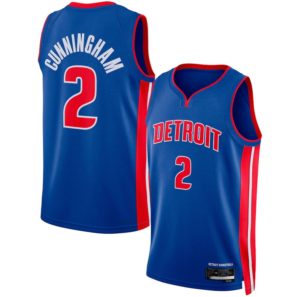Tlead D.Pistons #2 Cade Cunningham Blue Swingman Jerseys - Icon Edition