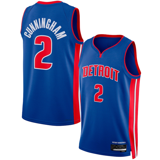 Tlead D.Pistons #2 Cade Cunningham Blue Swingman Jerseys - Icon Edition