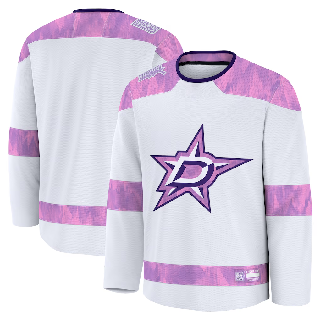 Tlead D.Stars White 2024 Hockey Fights Cancer Practice Jerseys
