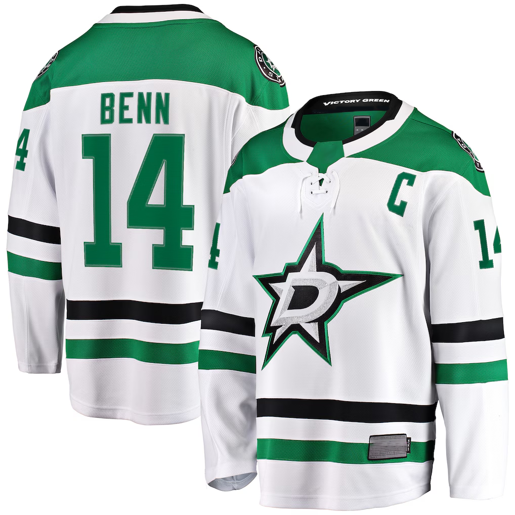 Tlead D.Stars #14 Jamie Benn White Breakaway Jerseys