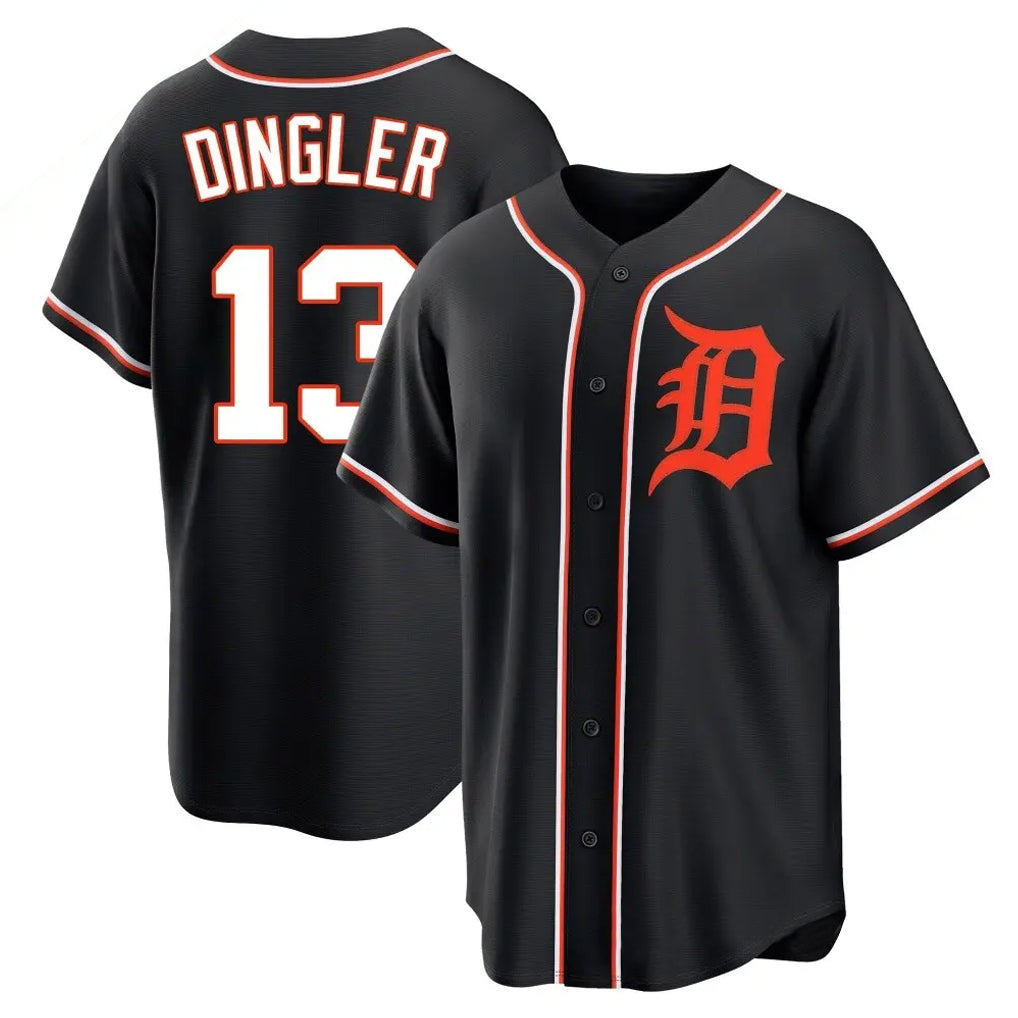 Tlead D.Tigers #13 Dillon Dingler Player Black Fashion Out Home Game Stitched Jerseys