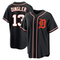 Tlead D.Tigers #13 Dillon Dingler Player Black Fashion Out Home Game Stitched Jerseys