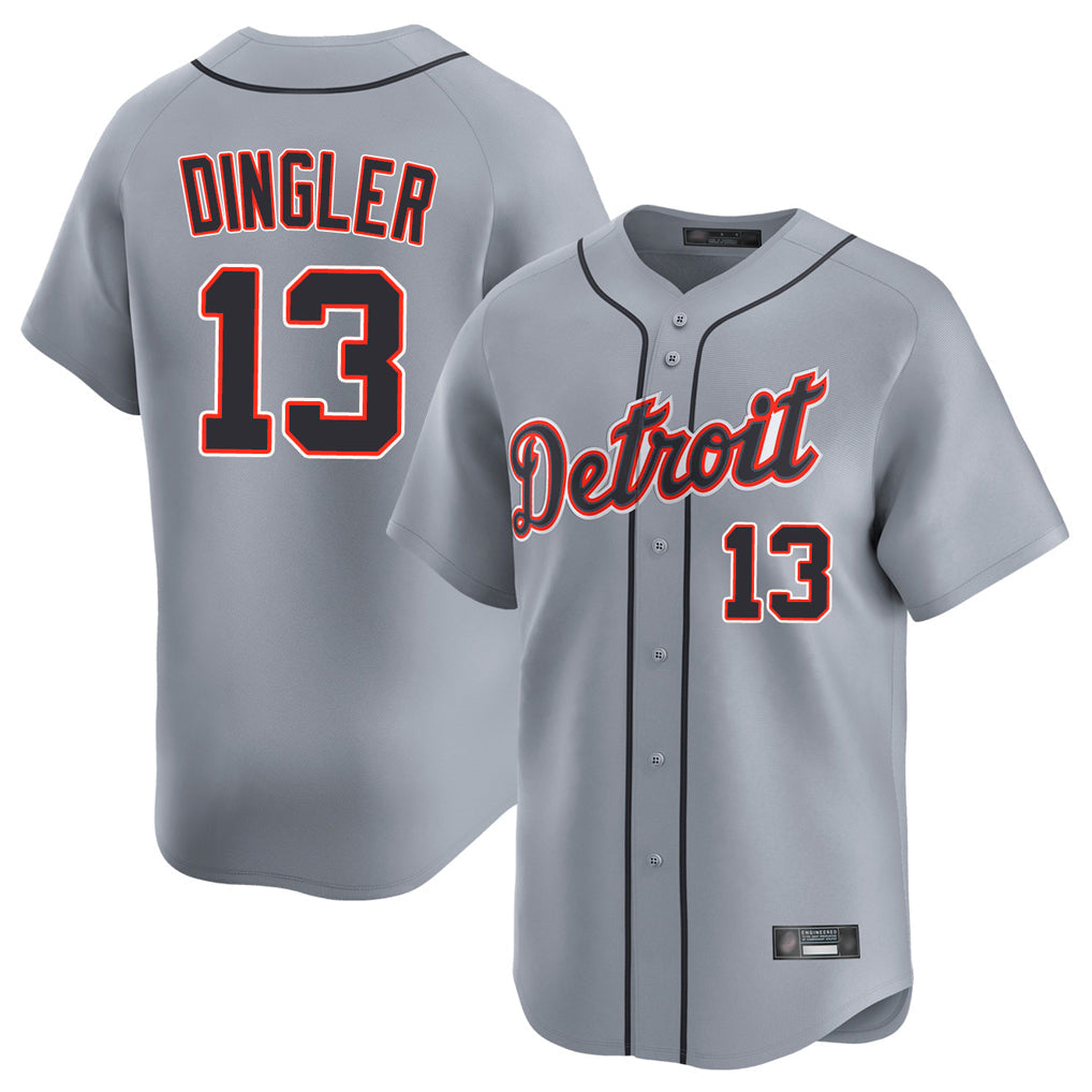 Tlead D.Tigers #13 Dillon Dingler Player Gray Home Limited Stitched Jerseys