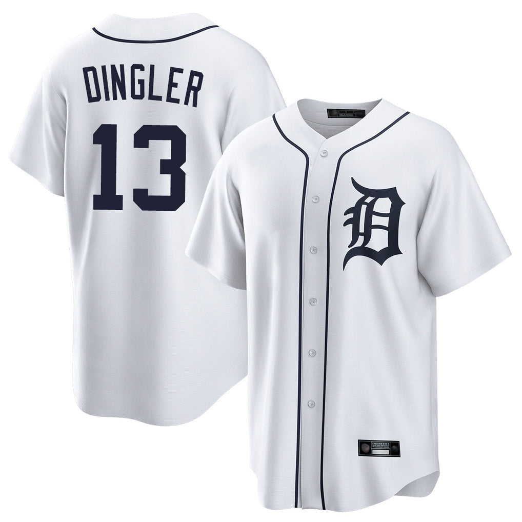 Tlead D.Tigers #13 Dillon Dingler Player White Home Game Stitched Jerseys