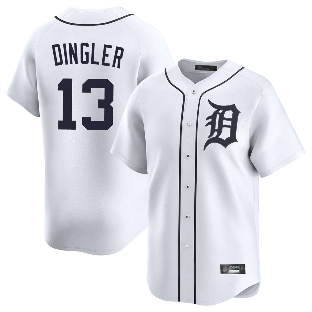 Tlead D.Tigers #13 Dillon Dingler Player White Home Limited Stitched Jerseys