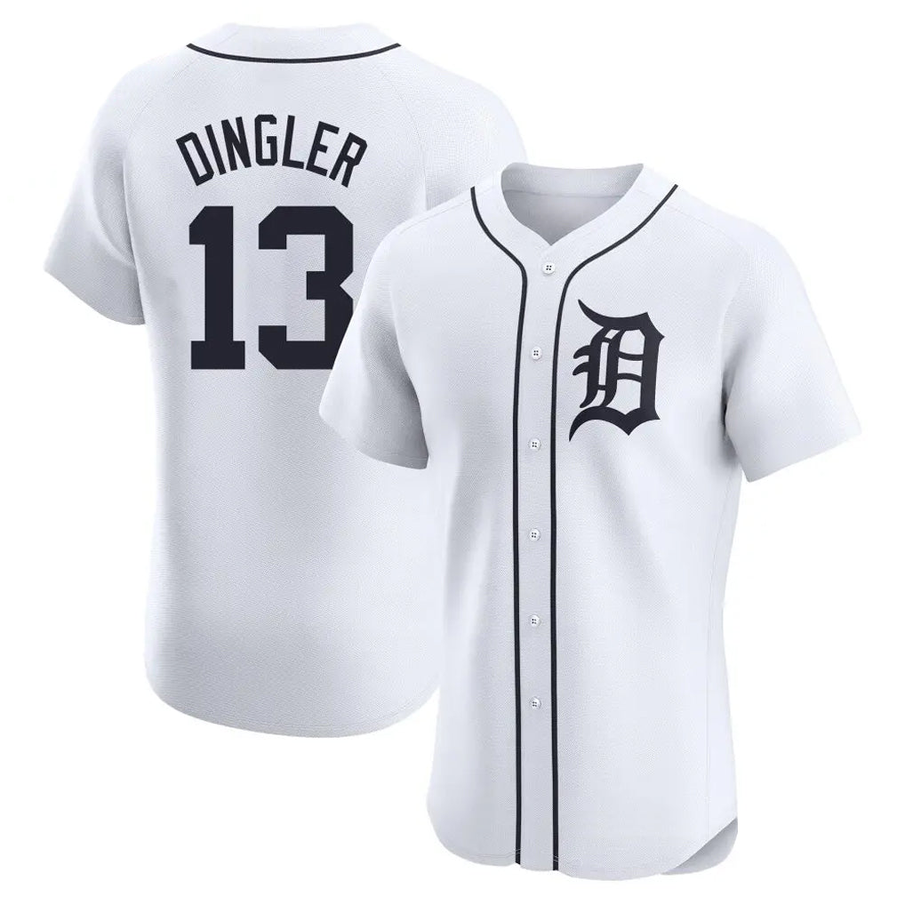 Tlead D.Tigers #13 Dillon Dingler Player White Limited Elite Home Stitched Jerseys