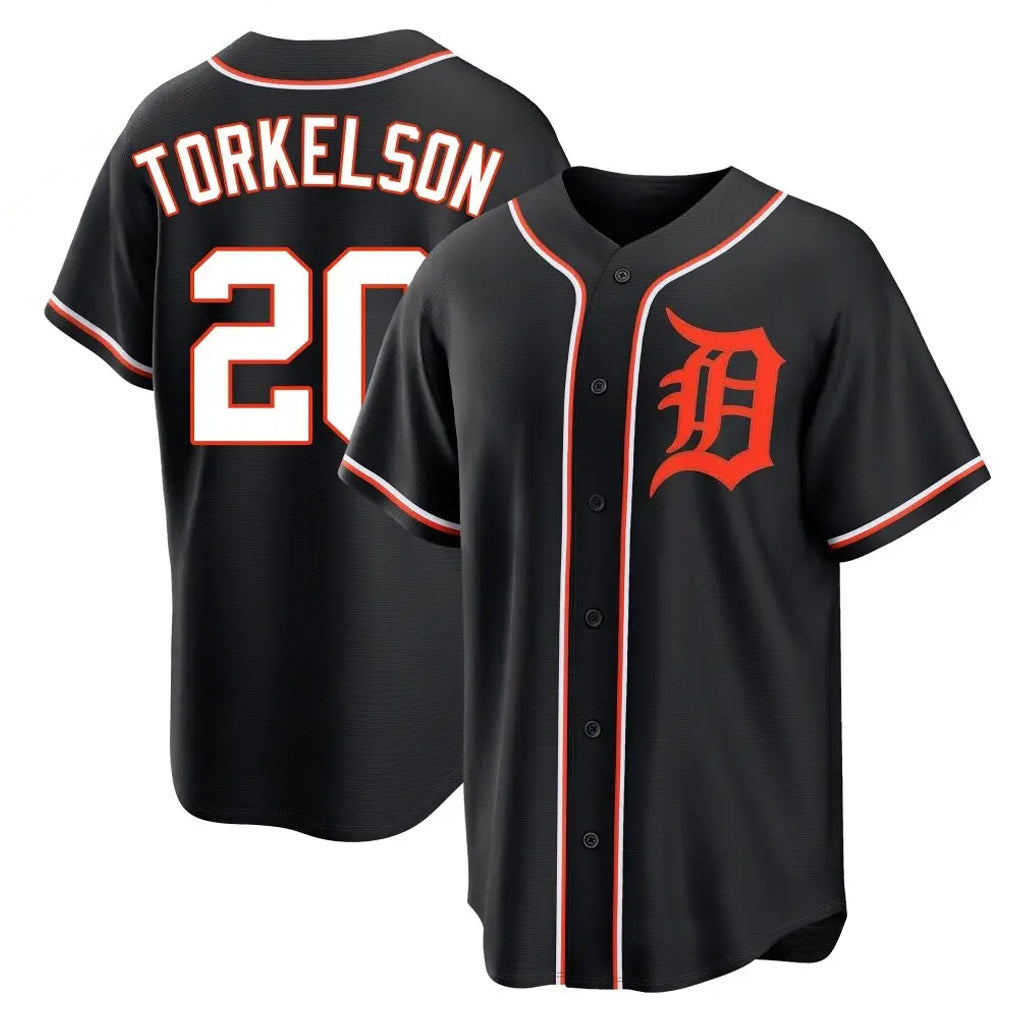 Tlead D.Tigers #20 Spencer Torkelson Player Black Fashion Out Home Game Stitched Jerseys