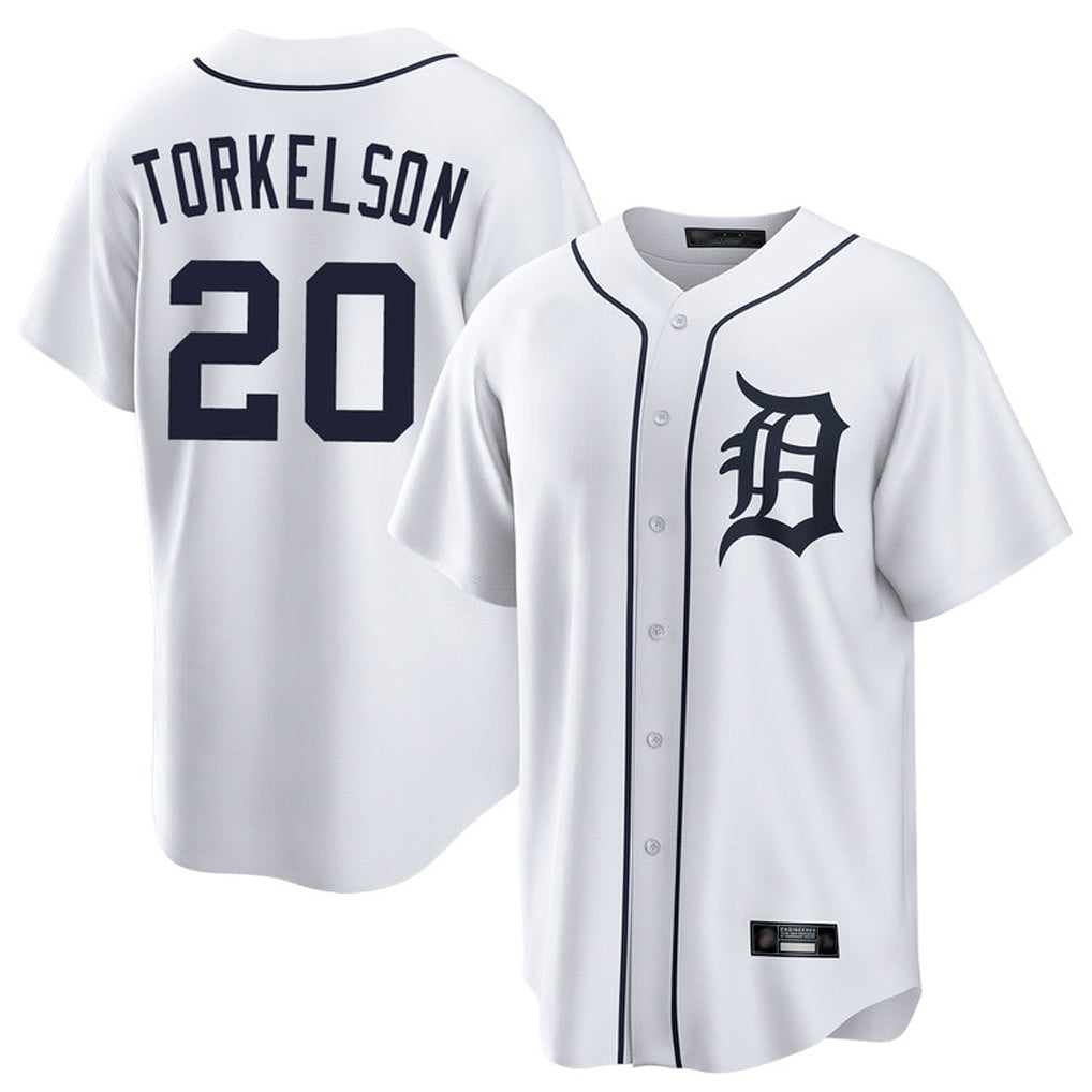 Tlead D.Tigers #20 Spencer Torkelson Player White Home Game Stitched Jerseys