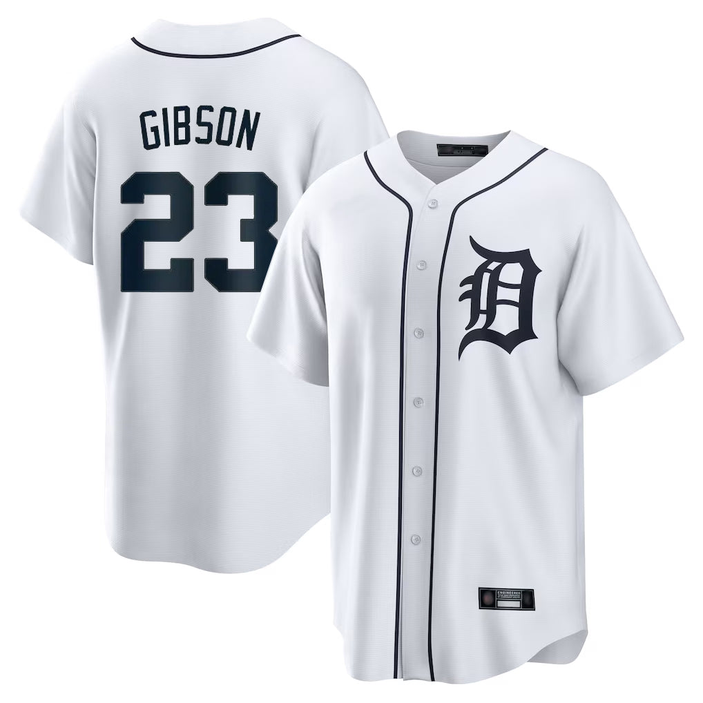 Tlead D.Tigers #23 Kirk Gibson Player White Home Game Stitched Jerseys