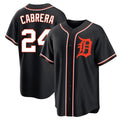 Tlead D.Tigers #24 Miguel Cabrera Player Black Fashion Out Home Game Stitched Jerseys