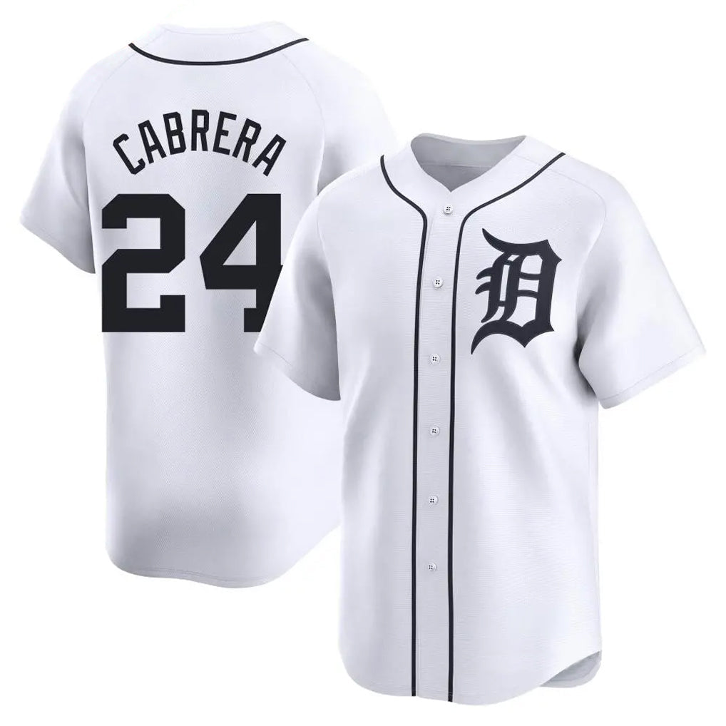 Tlead D.Tigers #24 Miguel Cabrera Player White Home Limited Stitched Jerseys