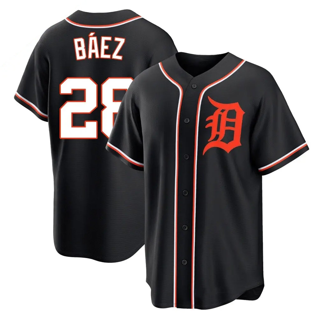 Tlead D.Tigers #28 Javier B¡§¡éez Player Black Fashion Out Home Game Stitched Jerseys