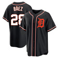 Tlead D.Tigers #28 Javier B¡§¡éez Player Black Fashion Out Home Game Stitched Jerseys