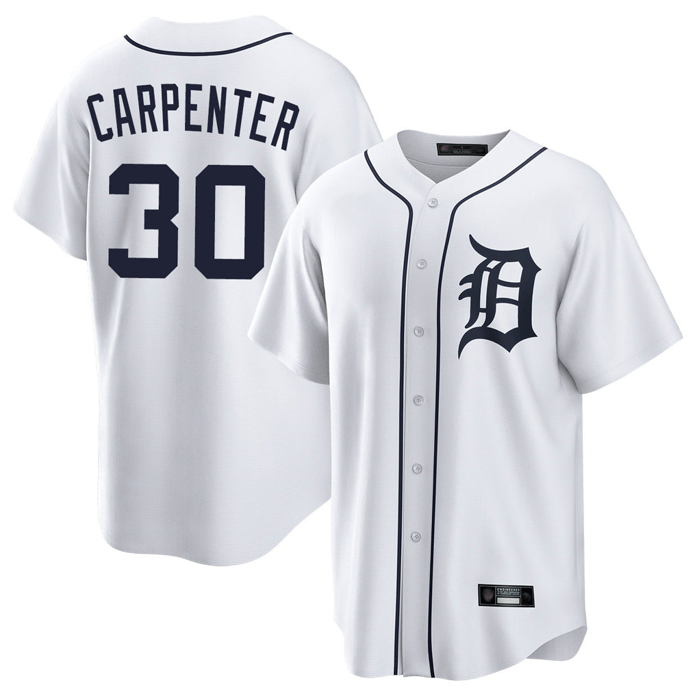 Tlead D.Tigers #30 Kerry Carpenter Player White Home Game Stitched Jerseys