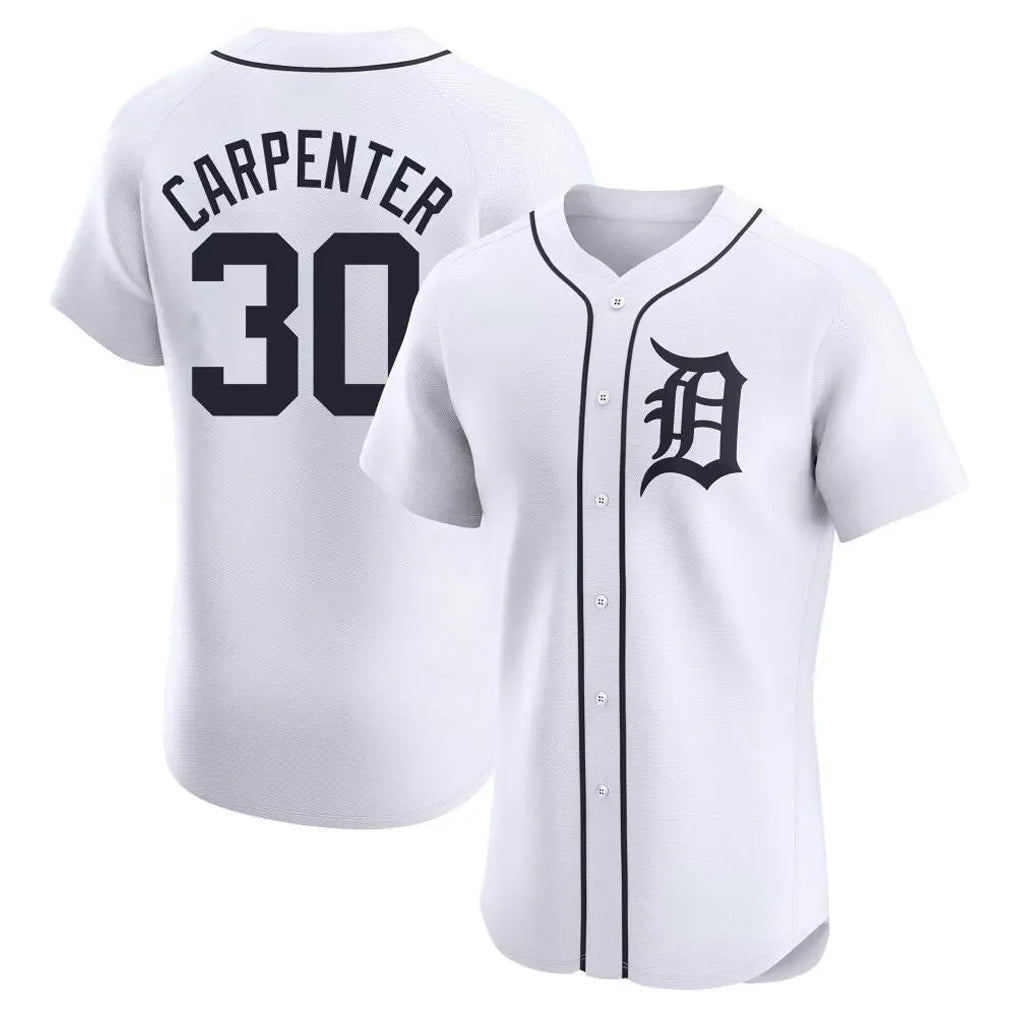 Tlead D.Tigers #30 Kerry Carpenter Player White Limited Elite Home Stitched Jerseys