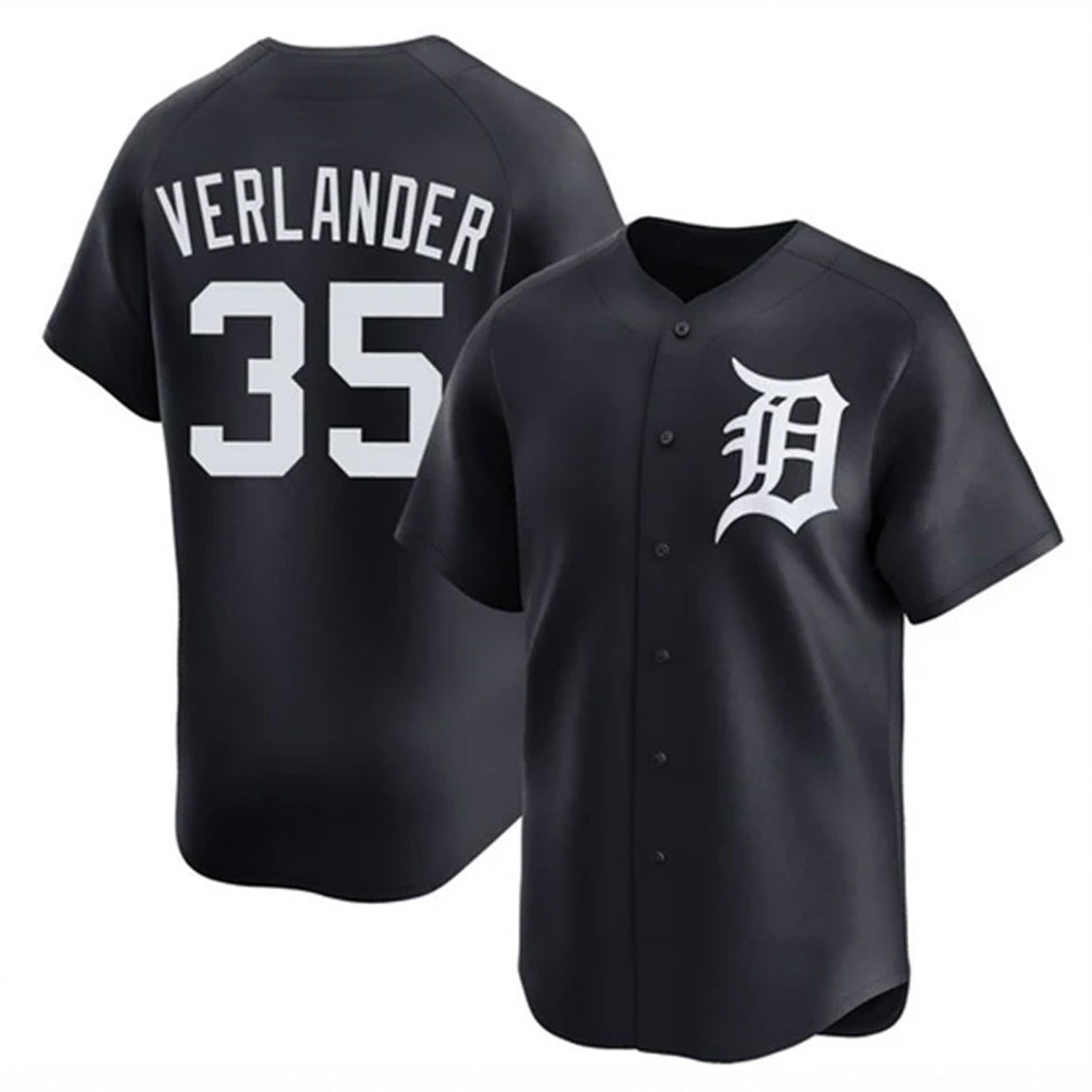 Tlead D.Tigers #35 Justin Verlander Player Navy Home Limited Game Stitched Jerseys
