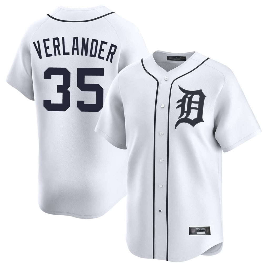 Tlead D.Tigers #35 Justin Verlander Player White Home Limited Stitched Jerseys
