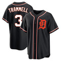 Tlead D.Tigers #3 Alan Trammell Player Black Fashion Out Home Game Stitched Jerseys