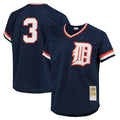 Tlead D.Tigers #3 Alan Trammell Player Mitchell & Ness Navy 1984 Mesh Batting Practice  T-shirt Stitched Jerseys