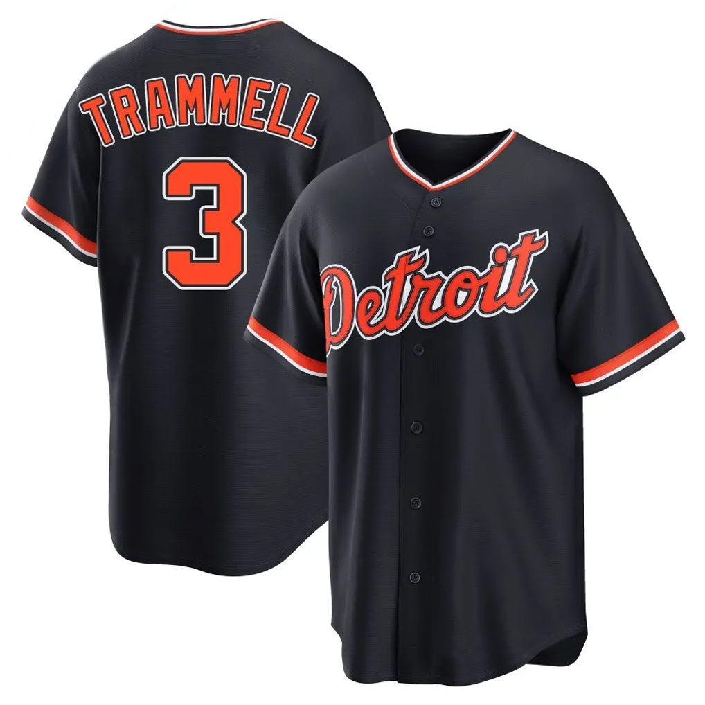 Tlead D.Tigers #3 Alan Trammell Player Navy Home Game Stitched Jerseys