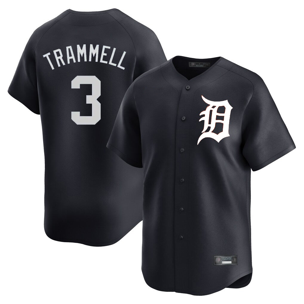 Tlead D.Tigers #3 Alan Trammell Player Navy Home Limited Game Stitched Jerseys