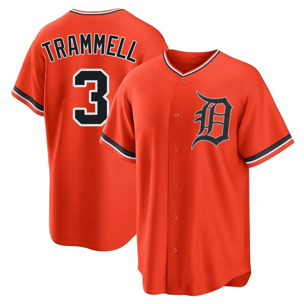 Tlead D.Tigers #3 Alan Trammell Player Orange Home Game Stitched Jerseys
