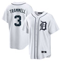 Tlead D.Tigers #3 Alan Trammell Player White Home Game Stitched Jerseys