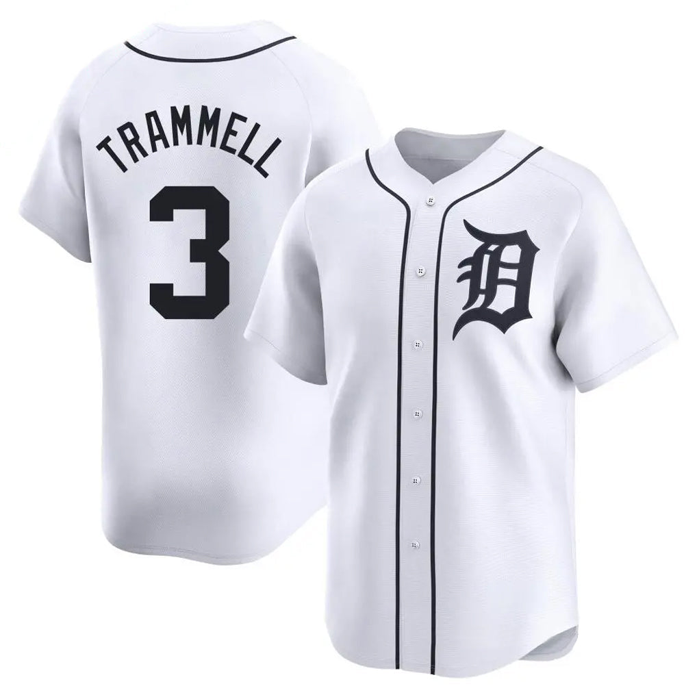 Tlead D.Tigers #3 Alan Trammell Player White Home Limited Stitched Jerseys