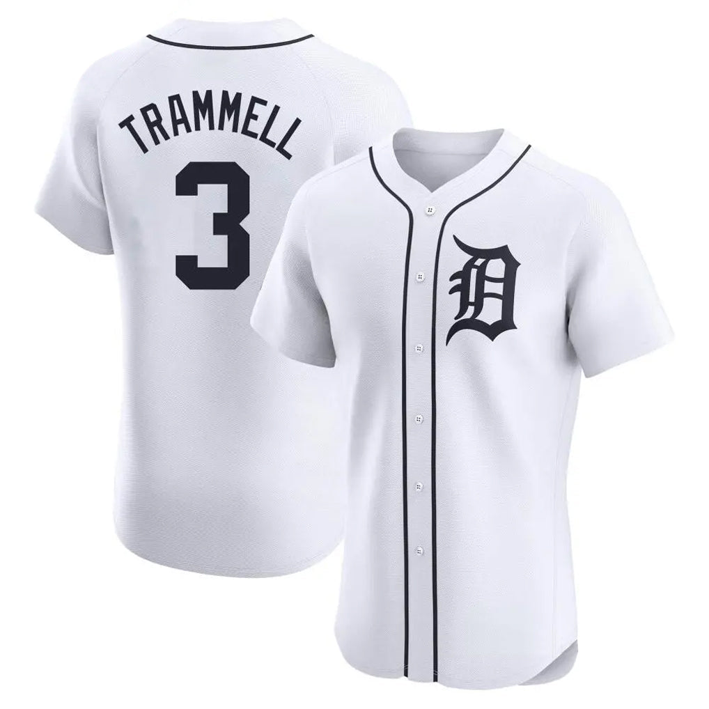 Tlead D.Tigers #3 Alan Trammell Player White Limited Elite Home Stitched Jerseys