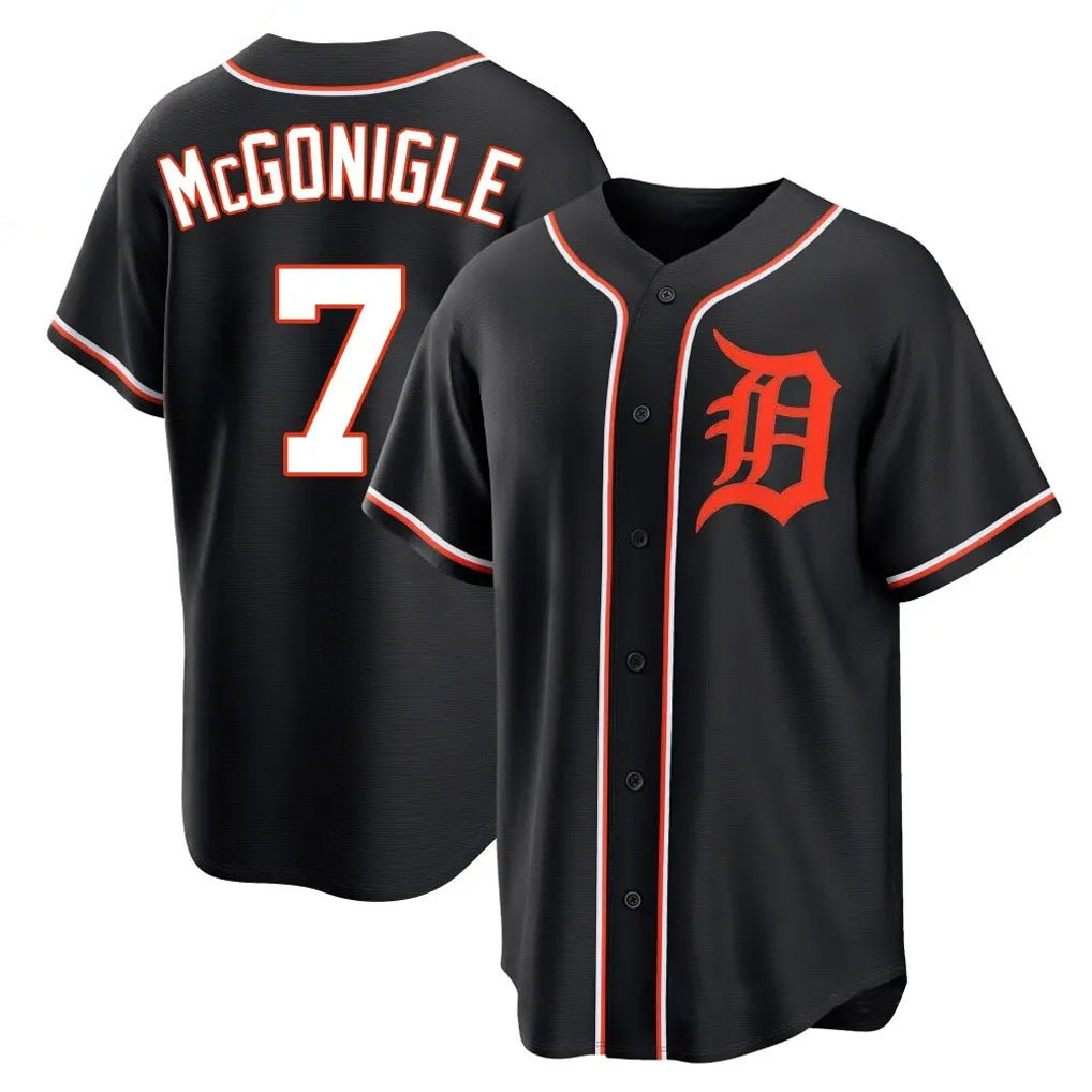 Tlead D.Tigers #7 Kevin McGonigle Player Black Fashion Out Home Game Stitched Jerseys