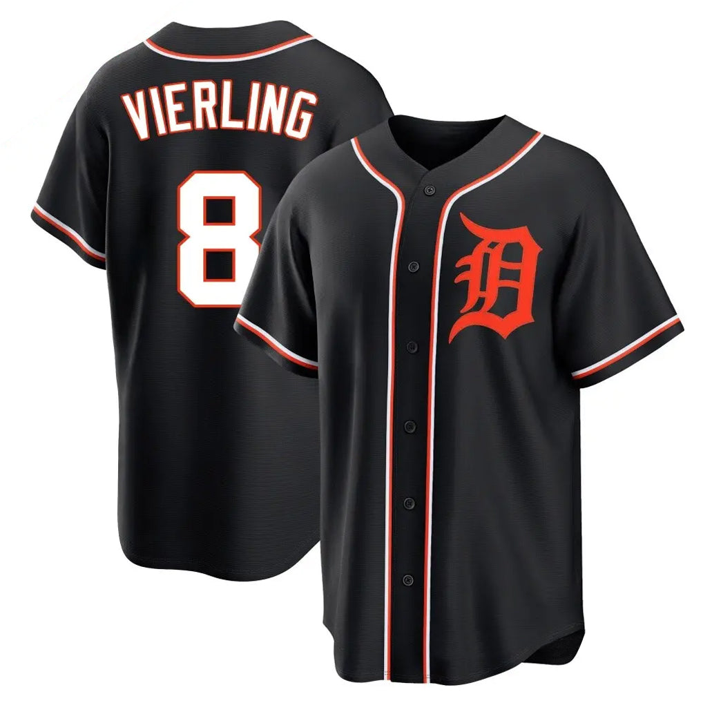 Tlead D.Tigers #8 Matt Vierling Player Black Fashion Out Home Game Stitched Jerseys