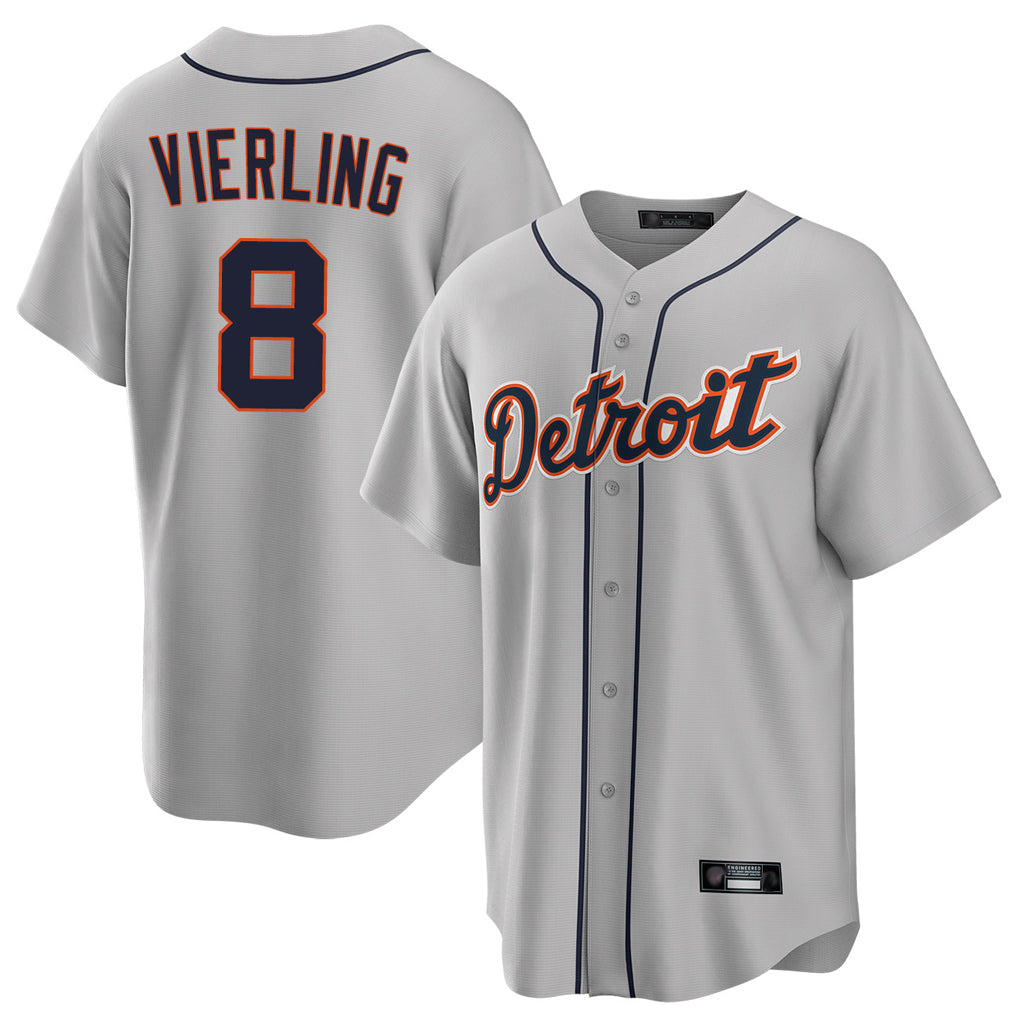 Tlead D.Tigers #8 Matt Vierling Player Gray Home Game Stitched Jerseys