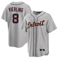 Tlead D.Tigers #8 Matt Vierling Player Gray Home Game Stitched Jerseys