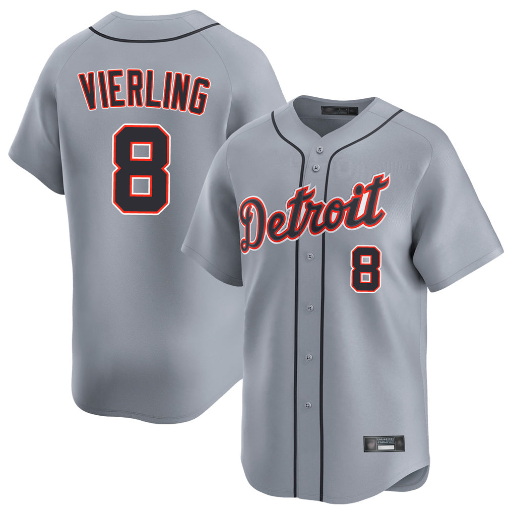 Tlead D.Tigers #8 Matt Vierling Player Gray Home Limited Stitched Jerseys