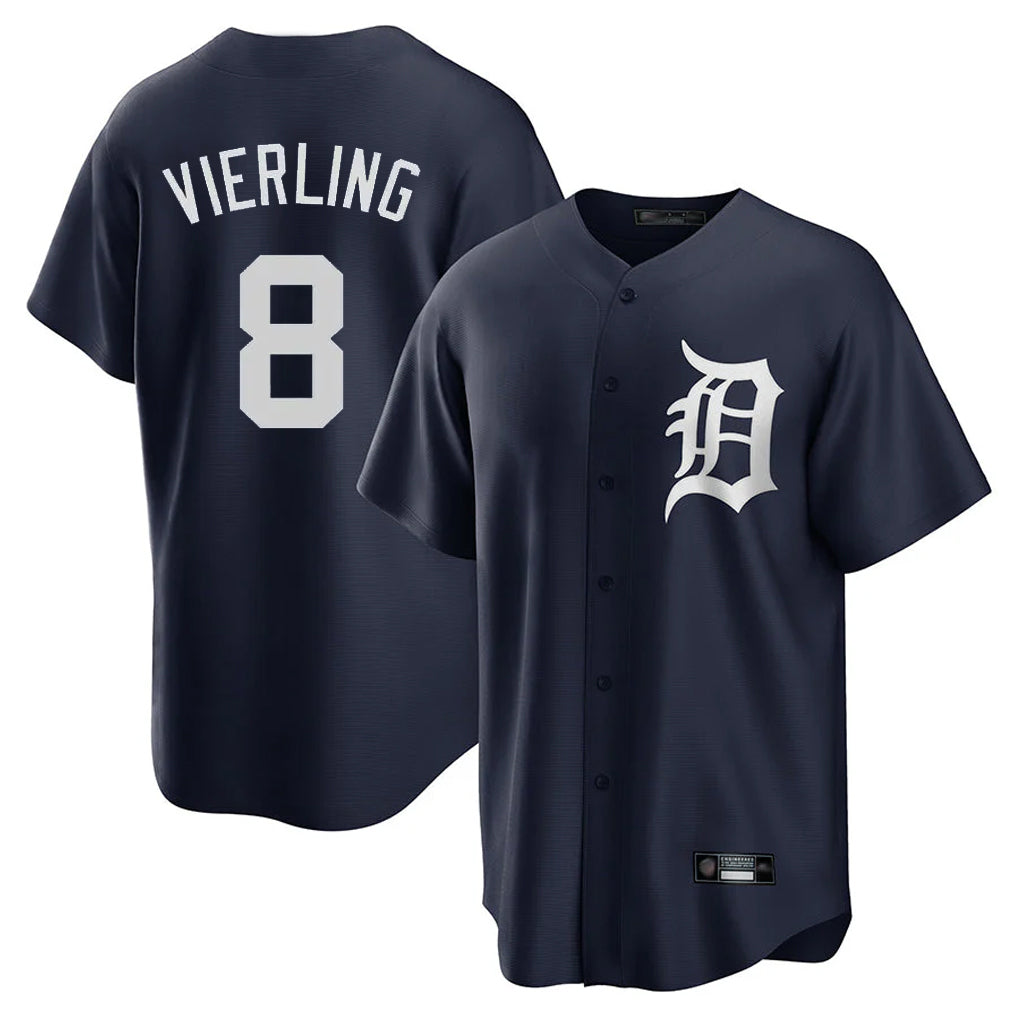 Tlead D.Tigers #8 Matt Vierling Player Navy Game Home Stitched Jerseys