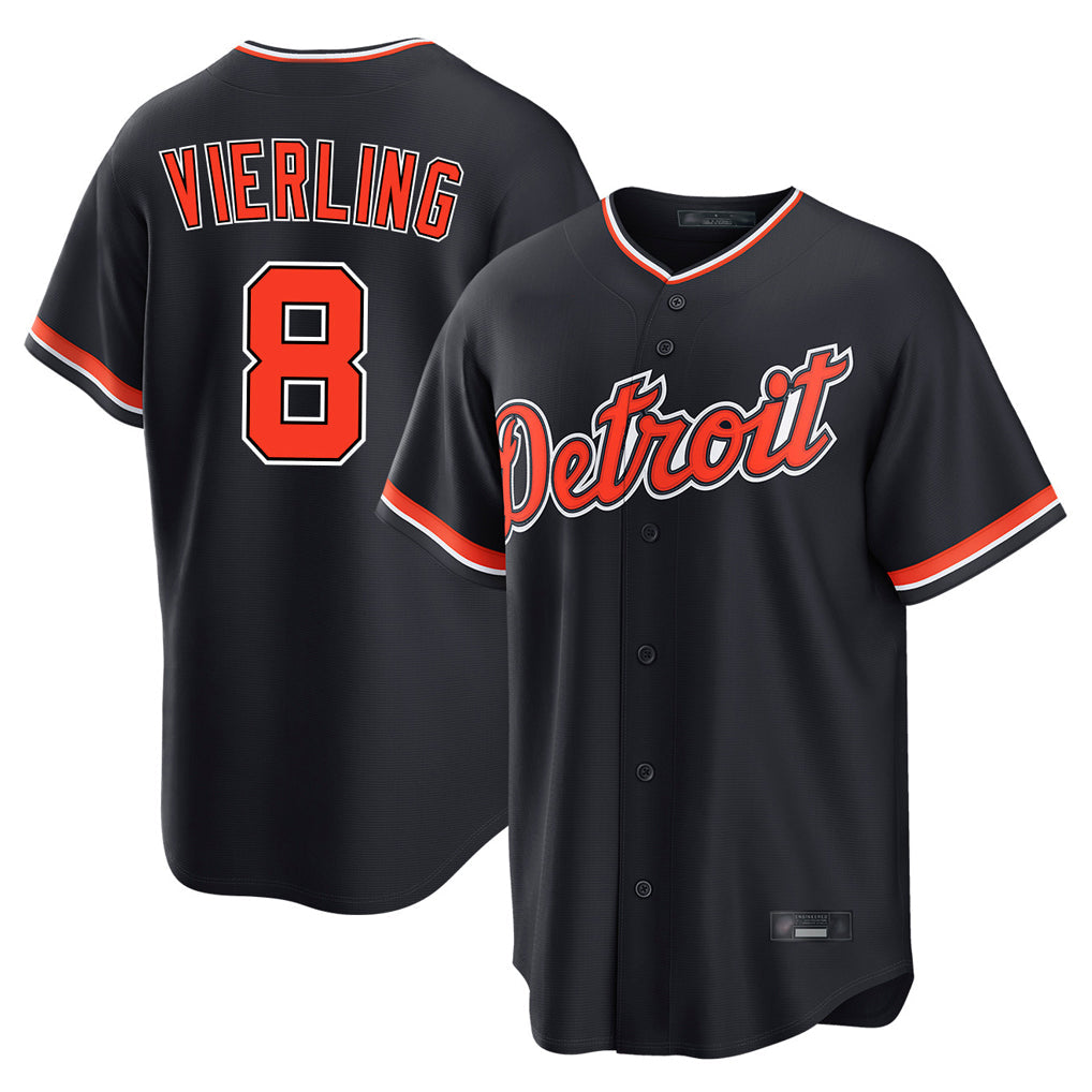 Tlead D.Tigers #8 Matt Vierling Player Navy Home Game Stitched Jerseys